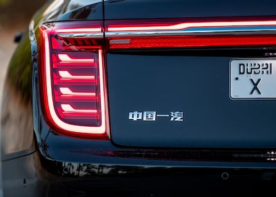 Drivers may have noticed the Chinese spelling on the bootlid badge of Hongqi cars around the UAE. Victor Besa / The National