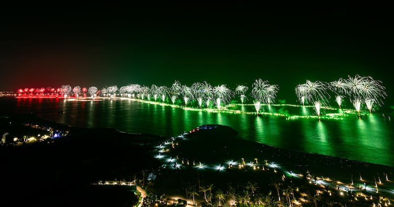 The chain of aquatic floating fireworks spanned 5.8 kilometres