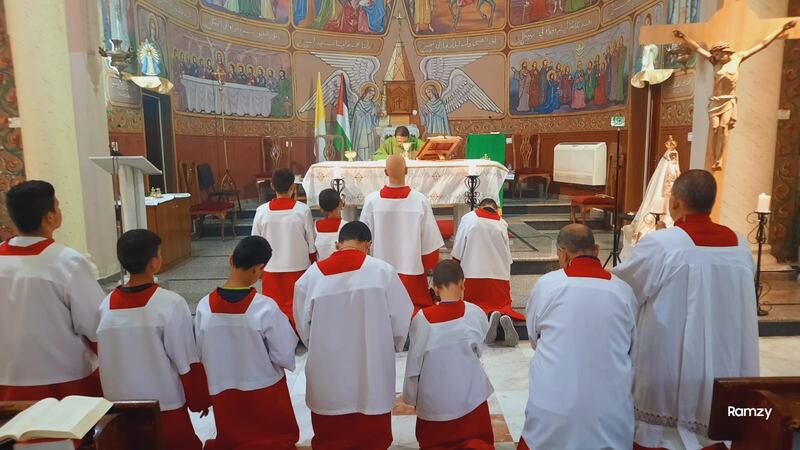 About 500 Christians have taken refuge in the only remaining Roman Catholic Church, the Holy Family Church, in Gaza. Photo: Church of the Holy Family for the Latins