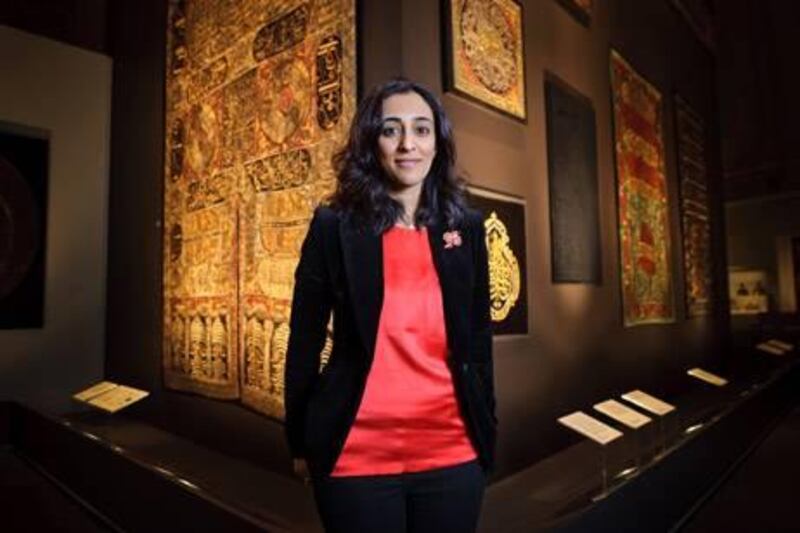 Qaisra Khan, curator in the Department of the Middle East at the British Museum, pictured in the Hajj: Journey to the Heart of Islam exhibition, which she curated. (Photo by Matt Crossick)