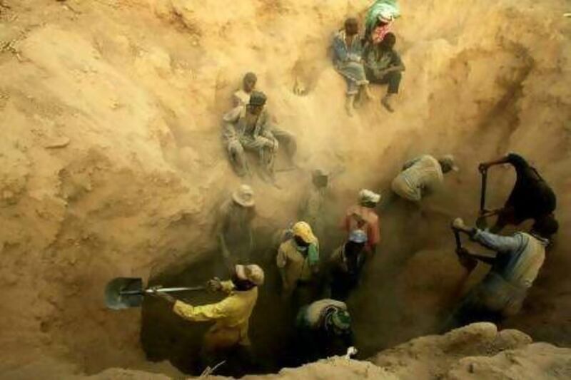 Miners dig for diamonds in Marange, Zimbabwe. The UAE is a signatory to the Kimberley Process, the United Nations organisation that regulates the trade in diamonds from conflict zones.