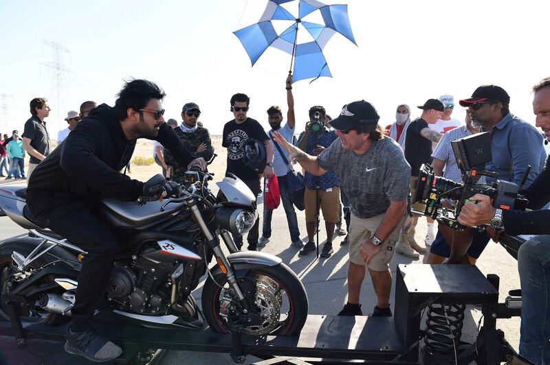 Prabhas taking direction in Abu Dhabi. Courtesy of twofour54