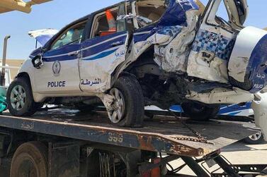 An on-duty officer was killed in an accident on Thursday. Courtesy: Sharjah Police