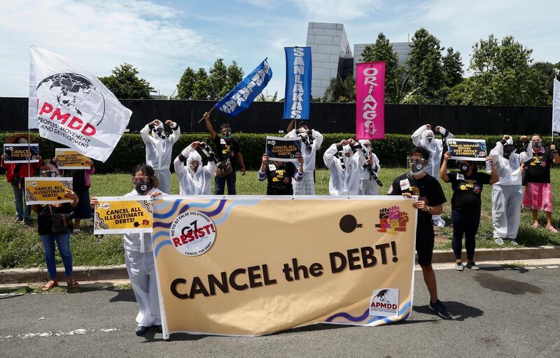 Protesters in Manila have urged G7 countries cancel debt for developing countries struggling economically due to the Covid-19 pandemic. Filipino taxpayers are still paying off debts accrued during the presidency of Ferdinand Marcos. EPA