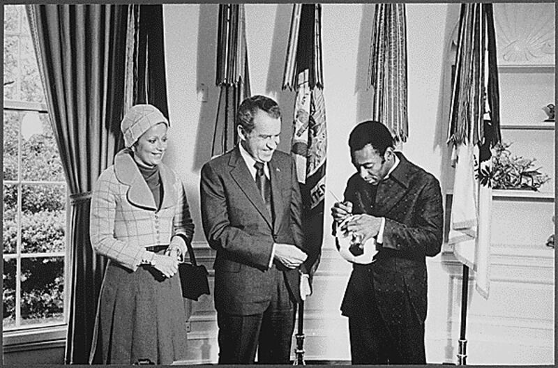 Nixon met football star Pele in 1973 as rumblings of the Watergate scandal were beginning to surface. Photo: US National Archives 
