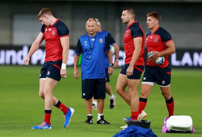 KOBE, JAPAN - SEPTEMBER 25:  Eddie Jones, the England head coach looks on during the England training session on September 25, 2019 in Kobe, Japan. (Photo by David Rogers/Getty Images)