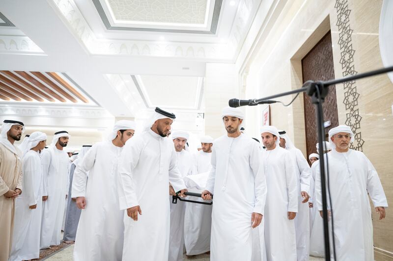 Funeral prayers were held at Sheikh Hazza bin Sultan Al Nahyan Mosque. Mohamed Al Hammadi / UAE Presidential Court