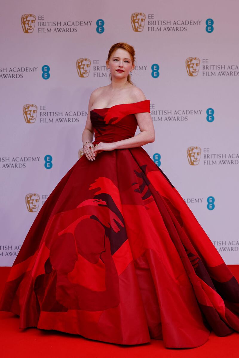 Haley Bennett, in red Valentino. AFP