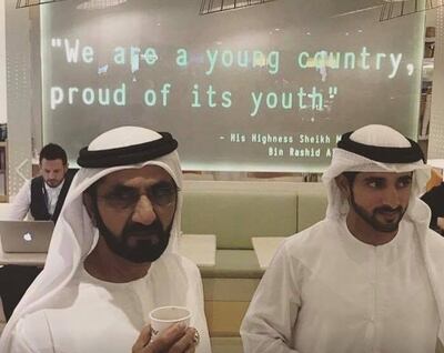 Sheikh Mohammed visited Flow Dubai along with Sheikh Hamdan bin Mohammed, Crown Prince of Dubai, in 2017. Facebook / Flow Dubai