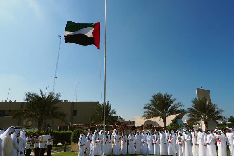 Abu Dhabi Media employees observed a minute of silence for Commemoration Day on Wednesday. Delores Johnson / The National