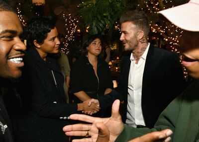 MIAMI, FL - DECEMBER 06:  (L-R) A$AP Ferg, Sasha Lane, David Beckham and Pharrell Williams attend Adidas Originals, British Fashion Council and David Beckham host a dinner in celebration of their creative collaboration on December 6, 2018 in Miami, United States.  (Photo by Getty Images/BFC/Getty Images for BFC) *** Local Caption *** A$AP Ferg;Sasha Lane;David Beckham;Pharrell Williams