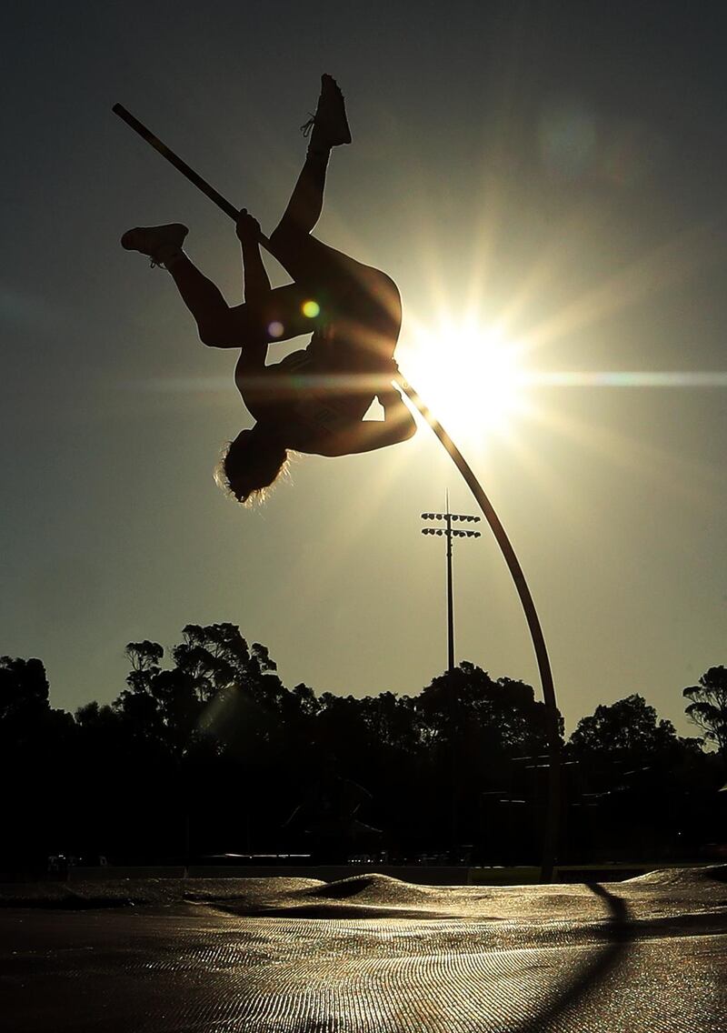 Pole vaulter Nina Kennedy during a practice session in Perth, Australia. Getty Images