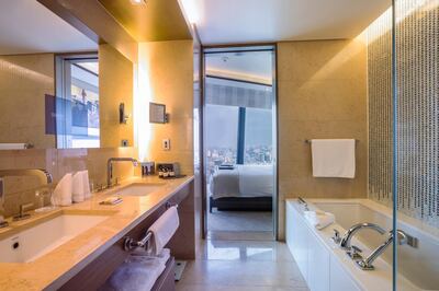 A bathroom in a Fairmont Gold signature suite