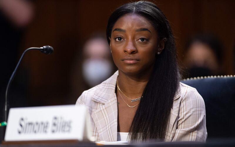 US Olympic gymnast Simone Biles also testified at the Senate hearing about the Inspector General's report on the FBI's handling of the Nassar investigation. Getty / AFP