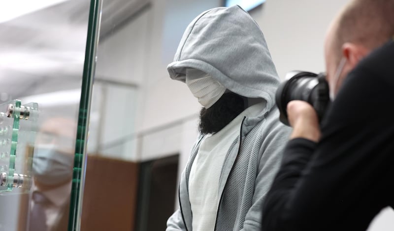 Ahmad Abdulaziz Abdullah A., also known as "Abu Walaa", arrives for what is expected to be a verdict in his marathon, four-year trial on terror charges at the Oberlandesgericht Celle courthouse on February 24, 2021 in Celle, Germany. Prosecutors charge Abu Walaa, who served as imam in the German city of Hildesheim, as having been the Islamic State's main recruiter in Germany for sending fighters to Syria. Three other men are also on trial in the case. (Photo by Ronny Hartmann/Getty Images)
