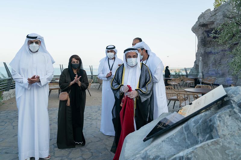 Sheikh Dr Sultan bin Muhammad Al Qasimi, Ruler of Sharjah, on a tour of the Khor Fakkan Amphitheatre. Wam