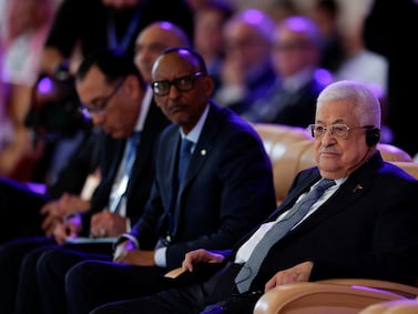 Palestinian President Mahmoud Abbas attends the World Economic Forum (WEF) in Riyadh, Saudi Arabia, April 28, 2024.  REUTERS / Hamad I Mohammed