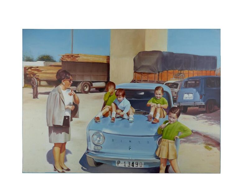 A painting by Maria Jose Rodriguez Escolar from a series she has created based on archival photos. Courtesy of the artist 