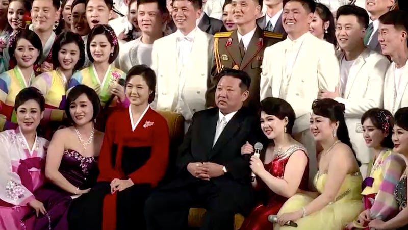 North Korean leader Kim Jong Un and his wife Ri Sol Ju attend a Lunar New Year concert in Pyongyang. All photos: Reuters