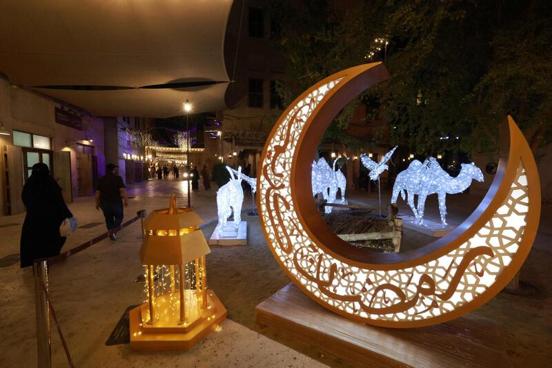 Illuminated Ramadan decorations in Dubai.