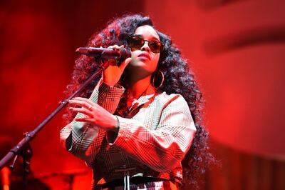 H.E.R. performs at the Spotify Best New Artist 2019 Party at The Hammer Museum on Thursday, Feb. 7, 2019, in Los Angeles. (Photo by Phil McCarten/Invision/AP)