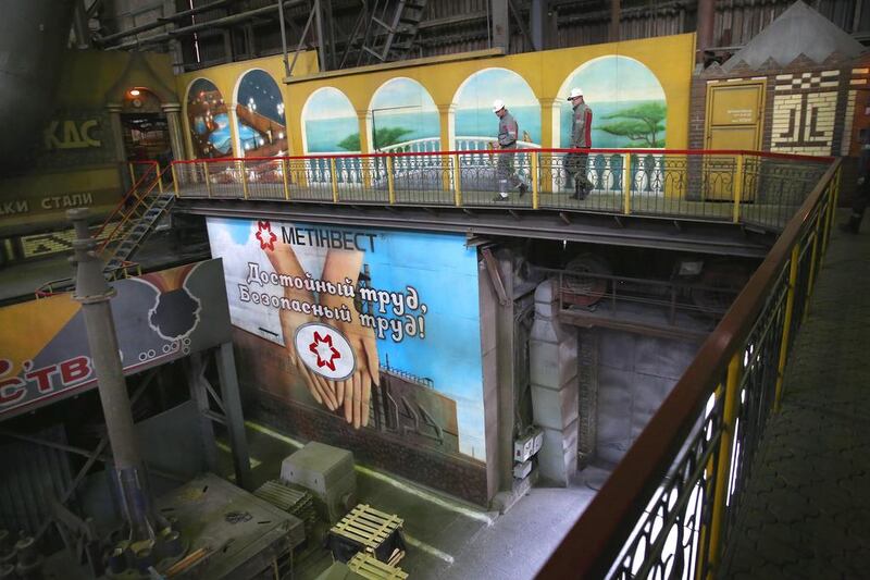 Metinvest employees work at the Ilyich Iron and Steel Works in Mariupol, Ukraine. Metinvest supplies more than 100 countries. John Moore / Getty Images