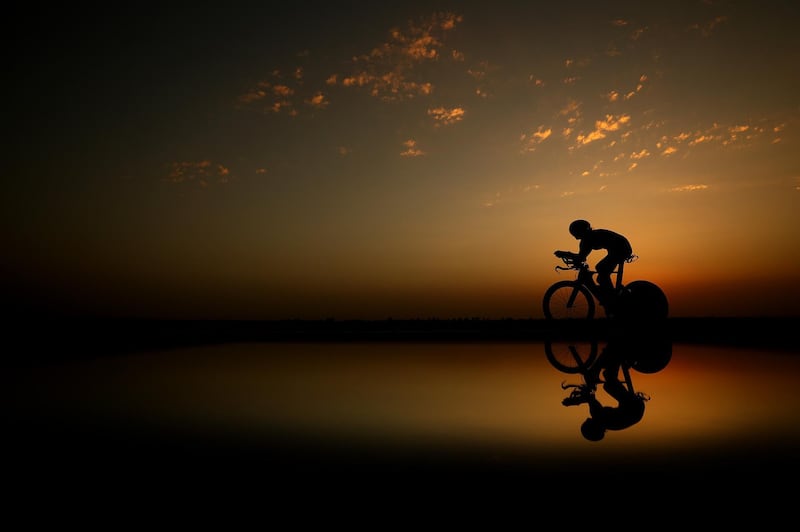 Triathlete Olga Matyushina trains at Al Qudra in Dubai on May 26. Getty