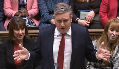 Labour leader Keir Starmer speaks during Prime Minister's Questions in the House of Commons, London. PA