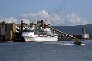 The cruise ship Carnival Spirit docked at Port Kembla in Wollongong, Australia, last week. The cruise ship operator has tapped capital markets for $6bn of new bonds and is planning to issue new shares to provide it with funding during a shutdown period due to the coronavirus outbreak. EPA