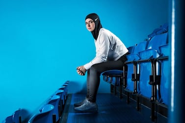 Figure skater Zahra Lari model wears Nike's new hijab for Muslim female athletes. Nike via AP