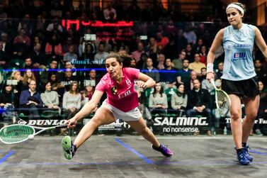 Egyptian pair Raneem El Welily, left, and Nour El Tayeb, right, are No 1 and No 3 in the world rankings. EPA