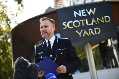 Matt Jukes outside New Scotland Yard in south west London on October 21, 2021. AFP