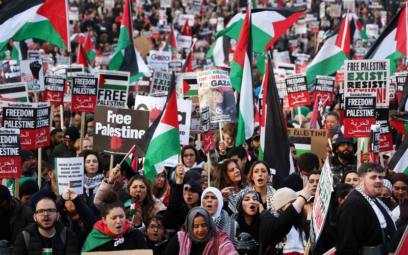 Older people in Britain tend to say pro-Palestinian marches should be stopped, while younger voters are more sympathetic. EPA