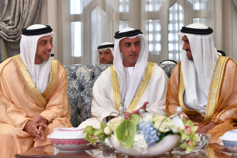 Mansour bin Zayed Al Nahyan is seen with Saif bin Zayed Al Nahyan for Eid Al Adha.  Courtesy Dubai Media Office