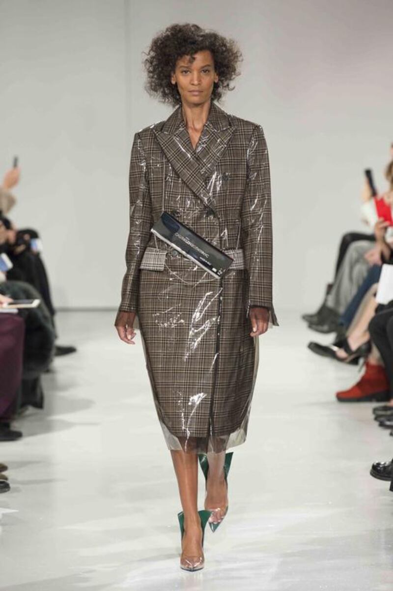 Womenswear plastic coat by Raf Simons for Calvin Klein. Courtesy Calvin Klein 