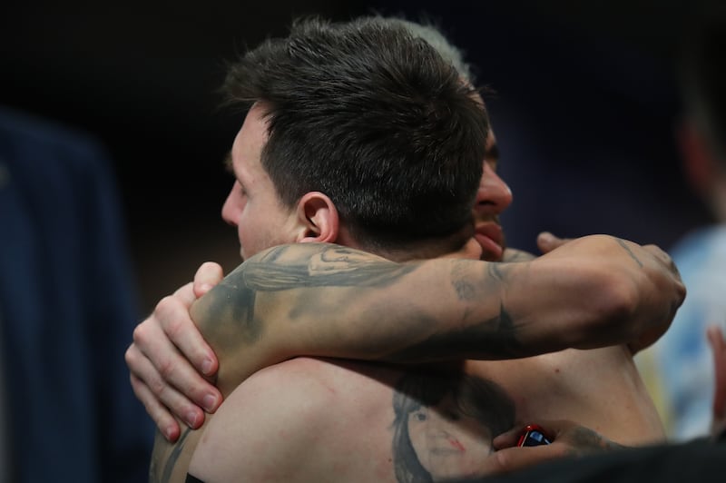Neymar and Lionel Messi after the match. Reuters