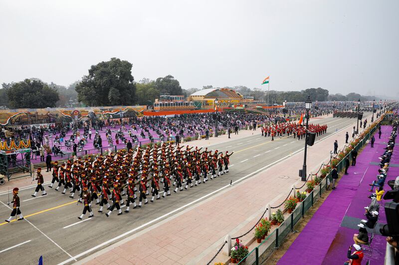 Strict measures to prevent the spread of the coronavirus were in place at the parade in New Delhi. Reuters