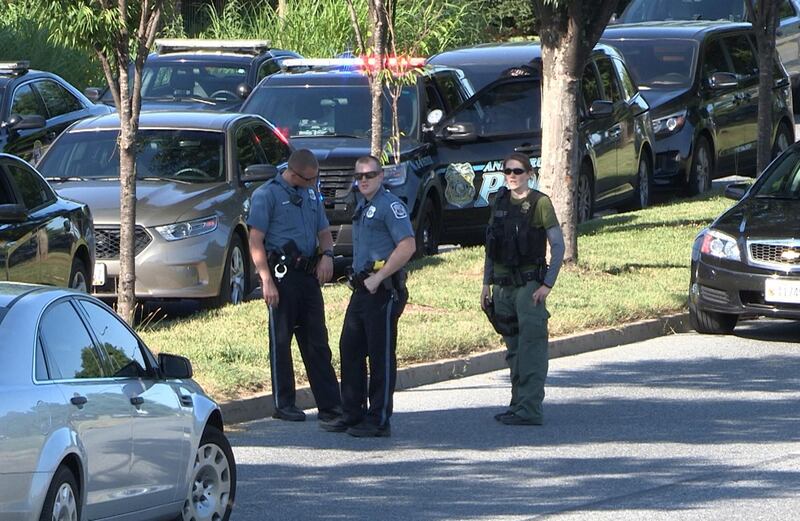 A video grab shows police at the scene. Greg Miller / EPA