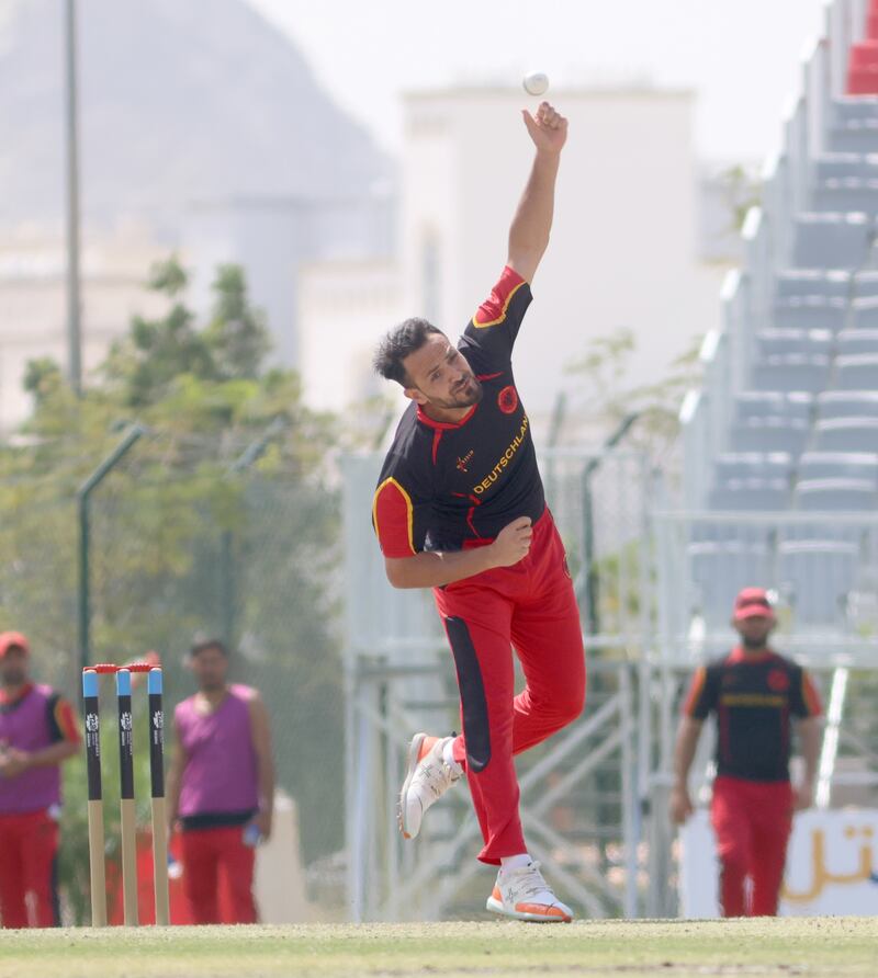 Leg-spinner Muslim Yar of Germany bowls against Canada. Subas Humagain for The National