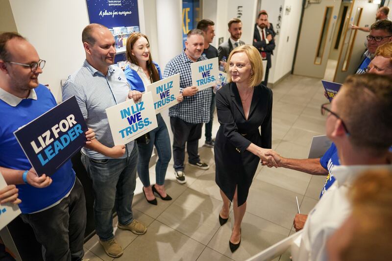 Liz Truss meets party members before she speaks at the Darlington campaign hustings. Getty