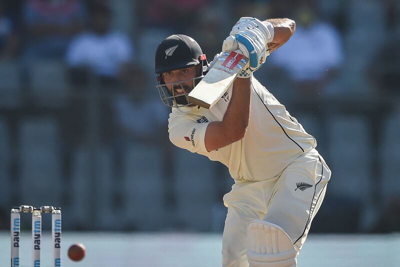 New Zealand's Daryl Mitchell plays a shot on his way to 60. AFP