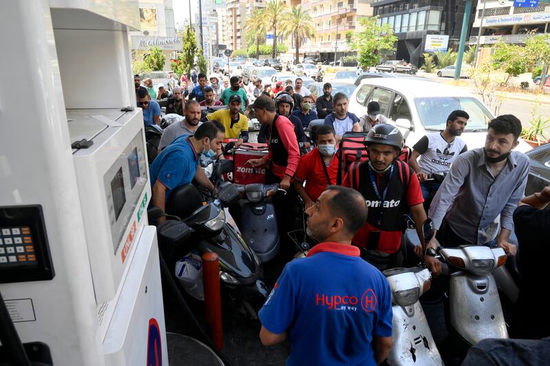 A petrol station in Beirut.  Lebanon's import costs rose in the second quarter of 2021 as the country's currency continued to weaken on the parallel market. EPA