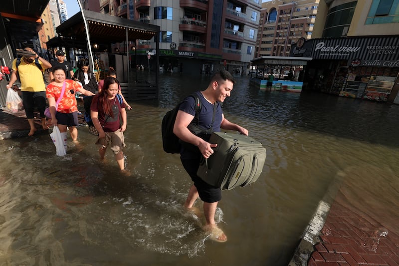 Flooding in the Al Barsha area of Dubai. Chris Whiteoak / The National
