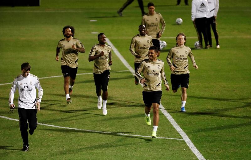Casemiro and his Real Madrid teammates take part in a training session. Reuters