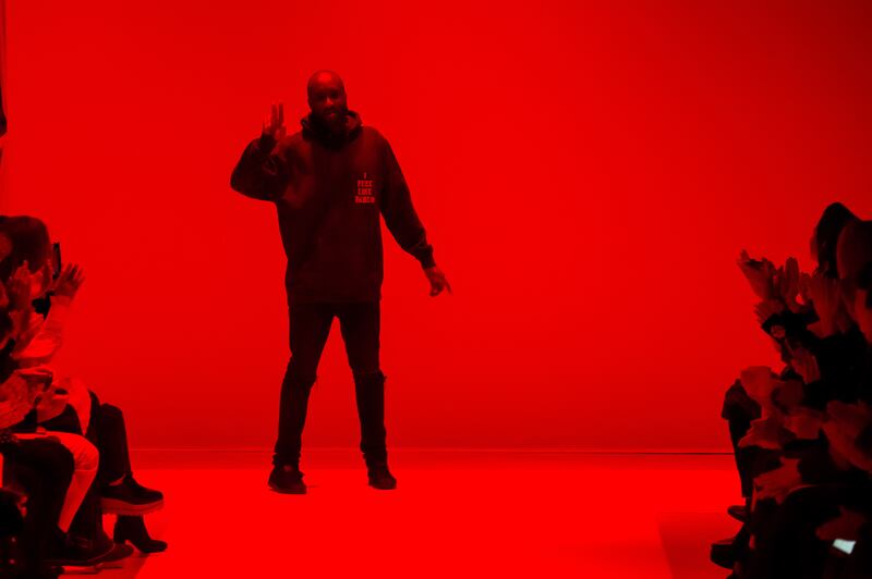 Fashion designer Virgil Abloh walks the runway during the Off-White show as part of the Paris Fashion Week Womenswear autumn/winter 2016/2017 on March 8, 2016 in Paris, France.  Getty Images