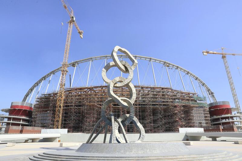 DOHA, QATAR - NOVEMBER 06: A general view of the construction and refurbishment of the Khalifa International Stadium also known as National Stadium, in Doha, Qatar and venue for the FIFA World Cup Final 2022 (Photo by Matthew Ashton - AMA/Getty Images)