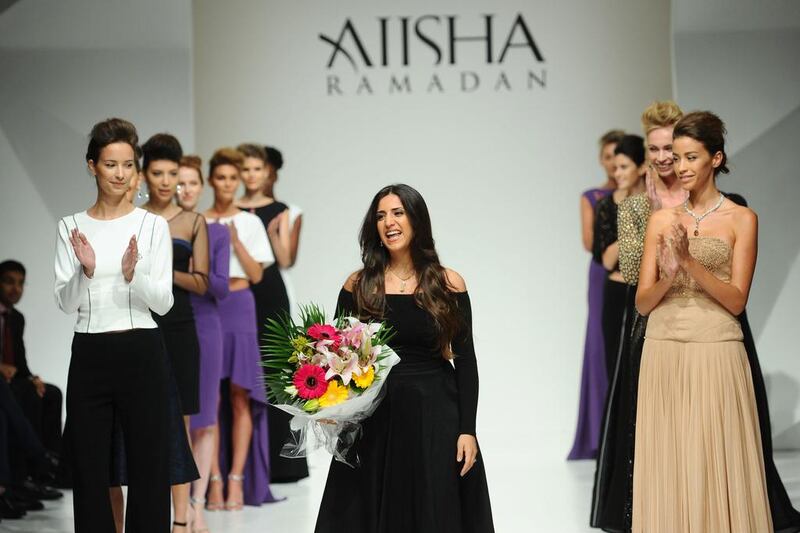 The Dubai-based designer Aiisha Ramadan, centre, sent out a sleek and chic collection. Stuart C Wilson / Getty Images for Fashion Forward