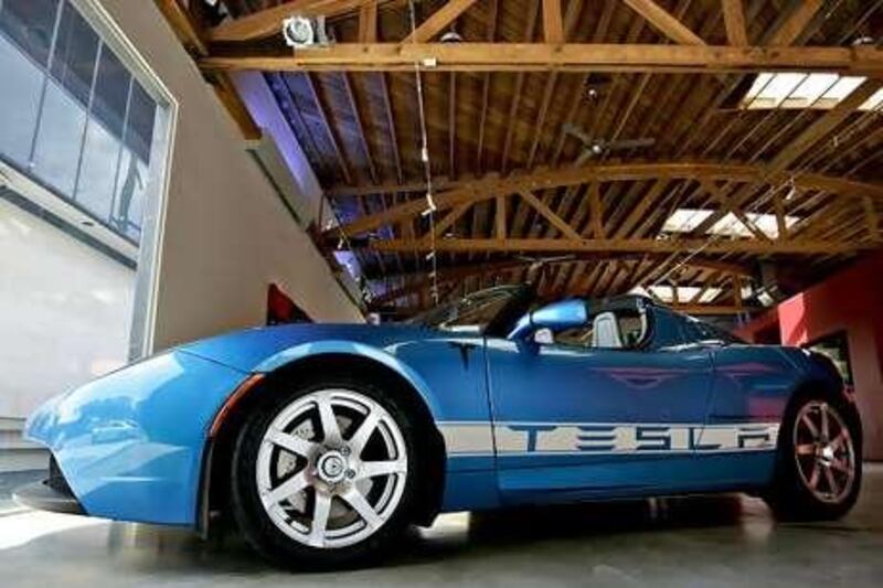 The Tesla Roadster electric car, priced at $109,000, has been snapped up by celebrities.