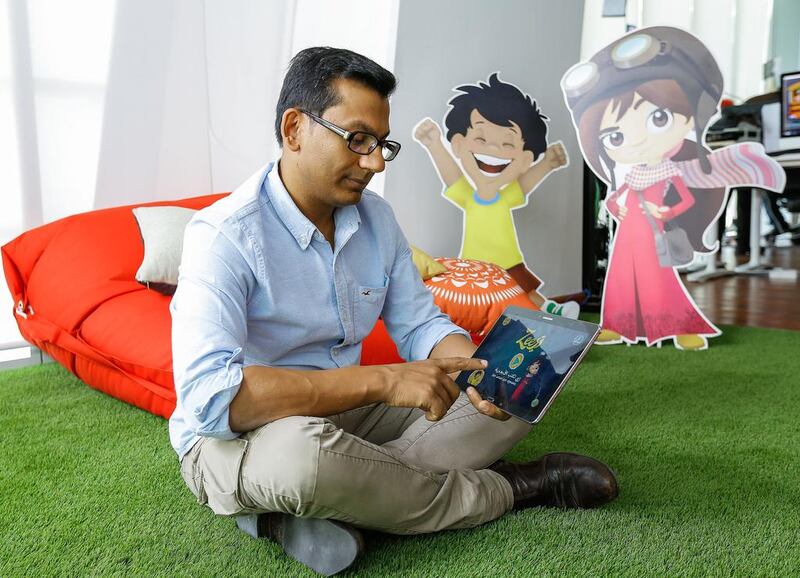 Dinesh Lalvani, founder and chief executive of Dubai’s Growl Media,  focuses his apps on three to five year olds. Victor Besa for The National