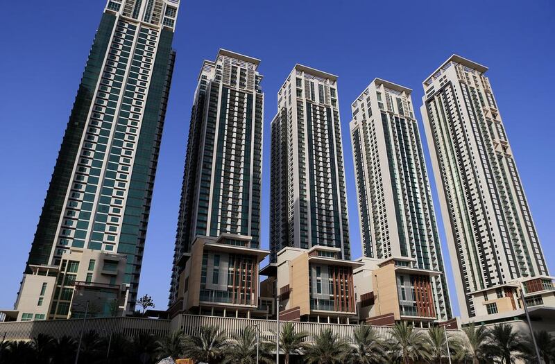 Residential towers on Marina Square on Reem Island. Mid-range apartments on Reem Island had the second biggest falls in value. Ravindranath K / The National